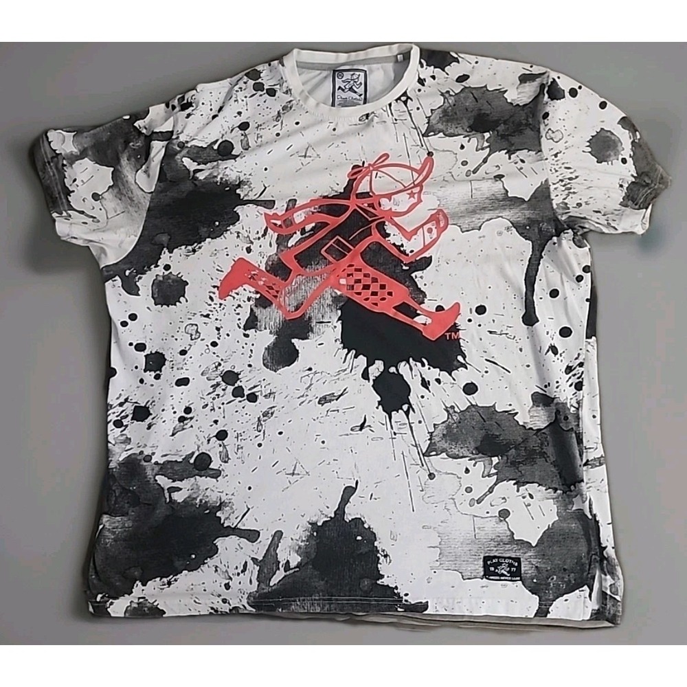Play Cloth Tshirt Men's 3xl Short Sleeve Running‎ Man Paint Splatter Cotton Tee